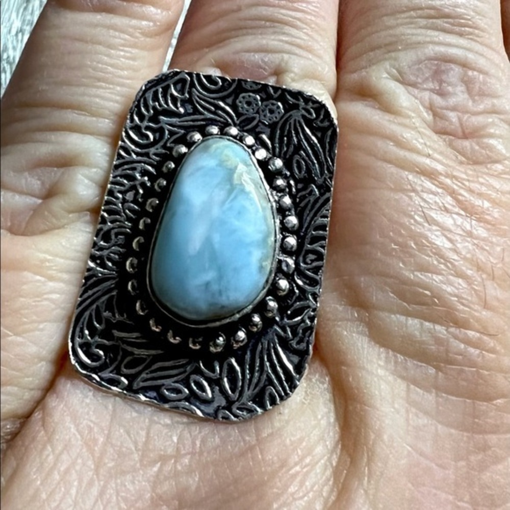 Genuine Larimar Gemstone ring sz 7